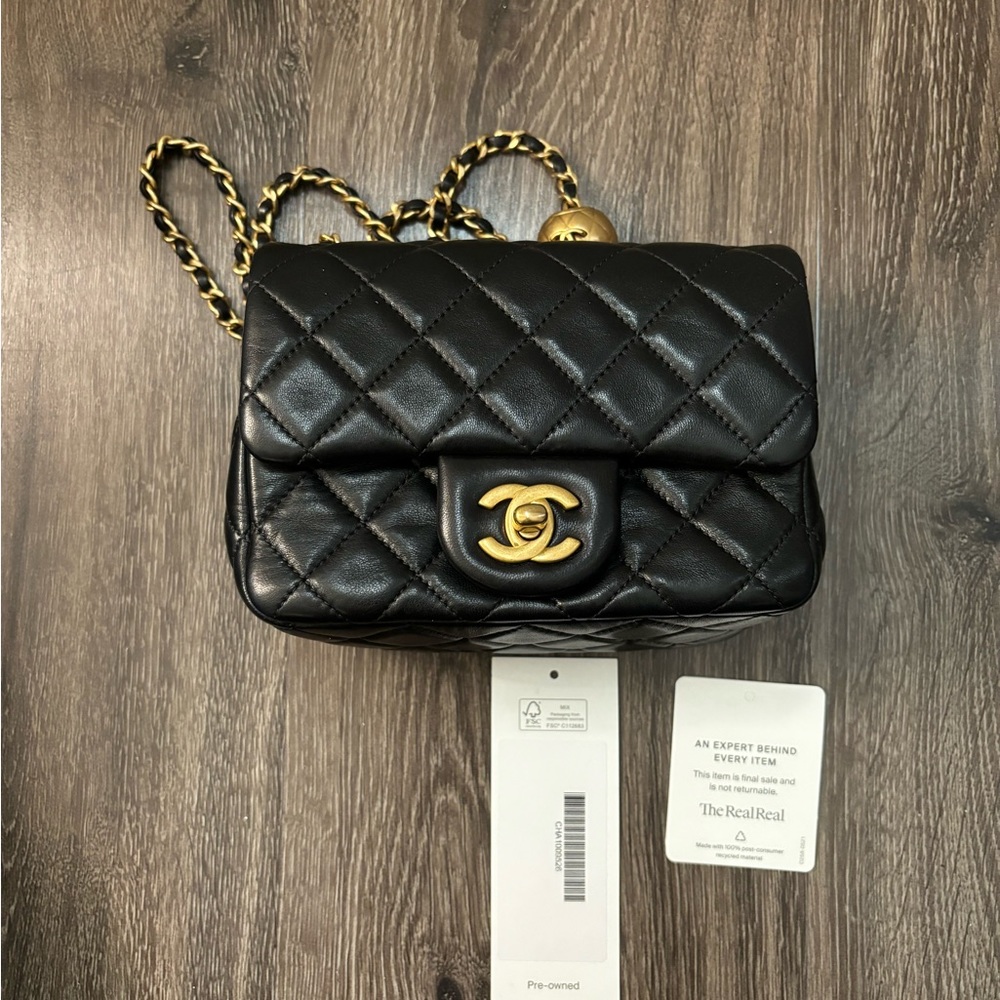 Chanel Mini Pearl Crush quilted Lambskin flap bag